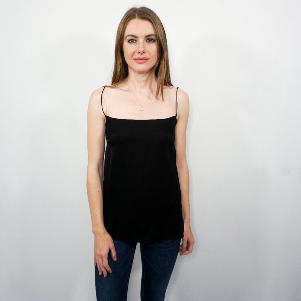 LAND OF WOMEN Silk Black Camisole Top